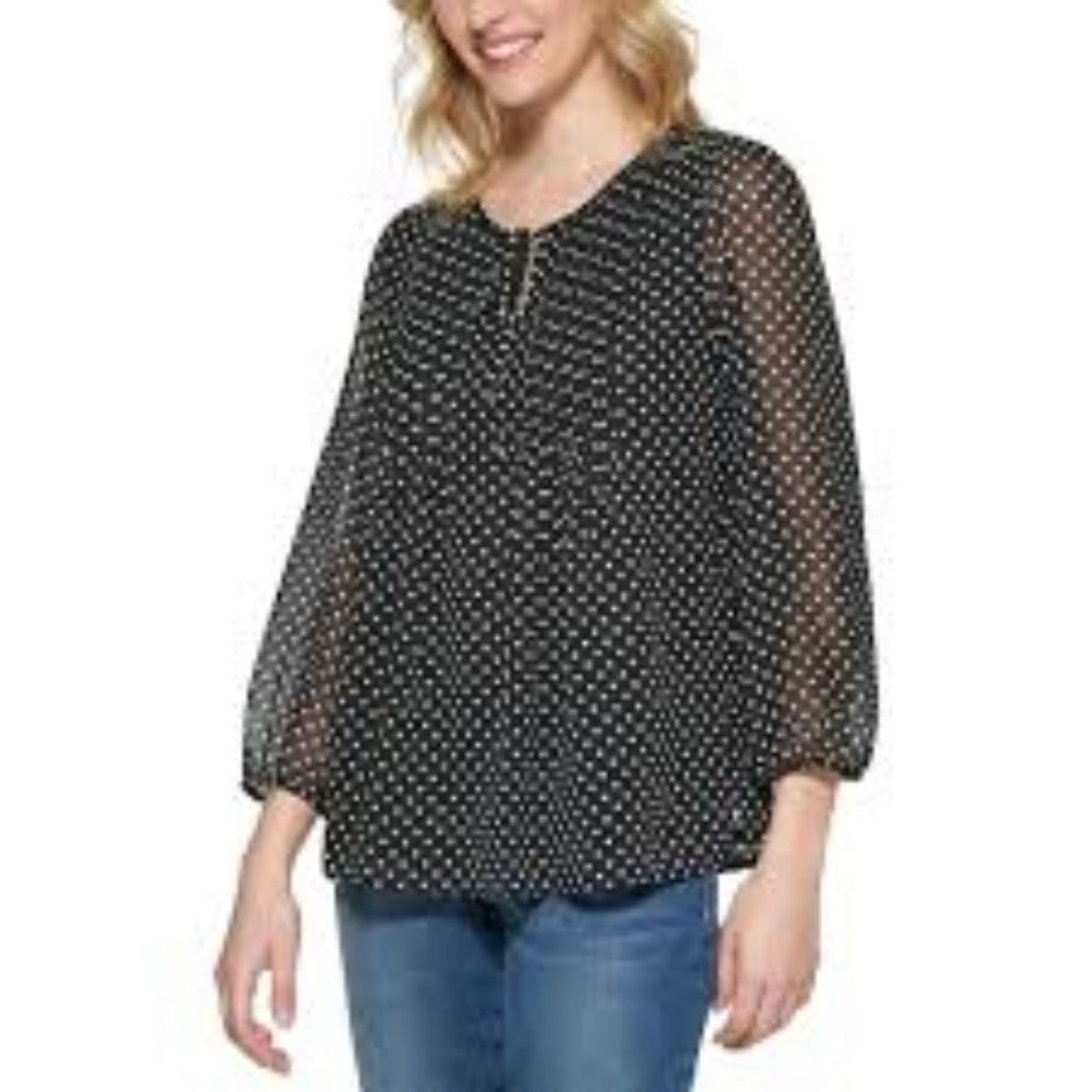 Tommy Hilfiger, Polka dot keyhole bouse, M